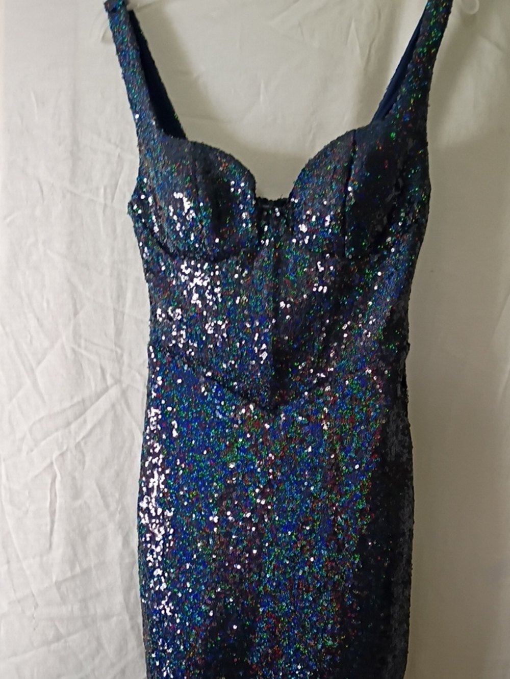 Blue Sequin Glitter Bodycon Mini Dress, Sz 6, NWOT - Picture 5 of 14